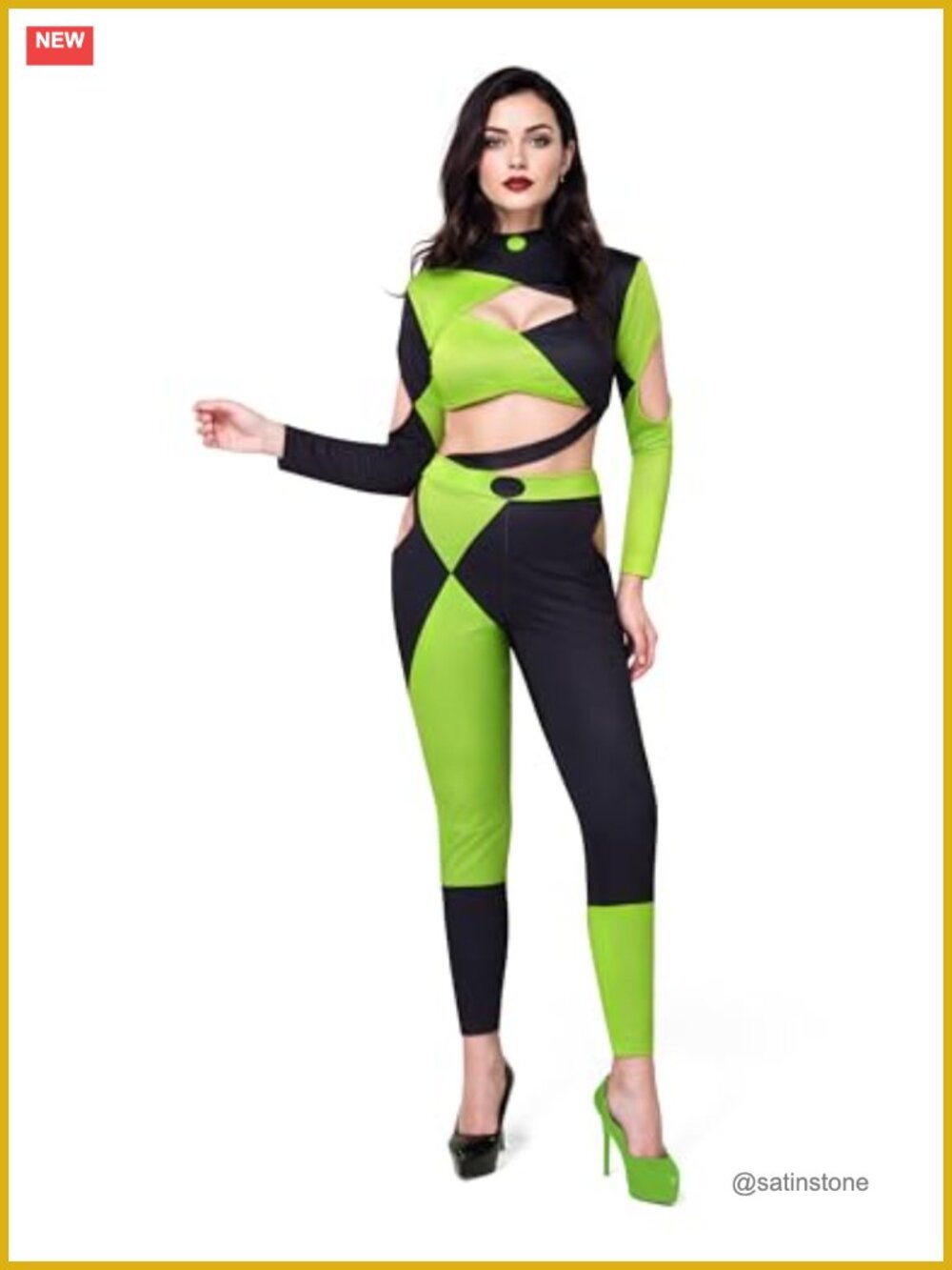 Womens Halloween Villain Costume Cropped Top & Slim Pants Cosplay Set